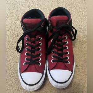 Red and black converse